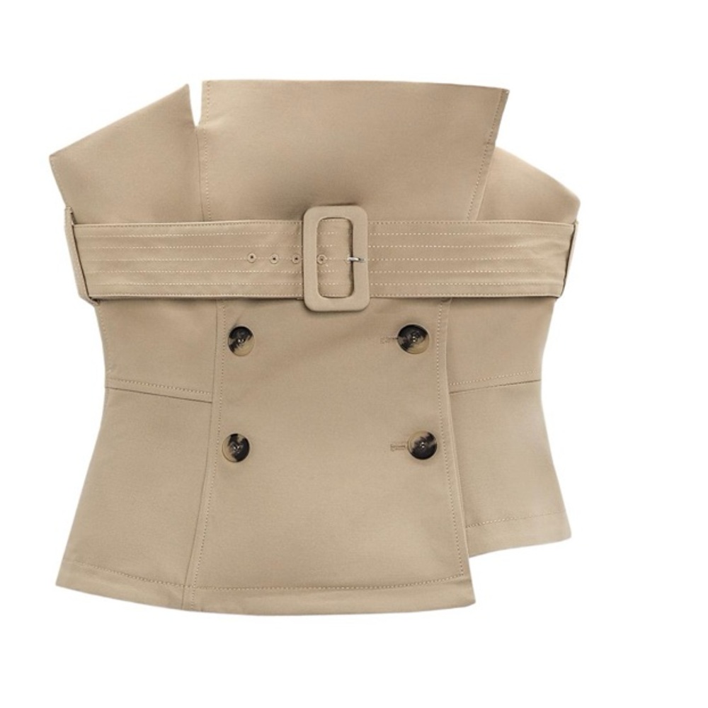 Zara Gabardine Bustier in Light Whiskey ( Khaki)